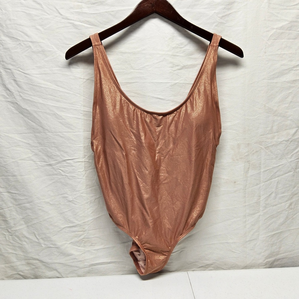 Mae Maternity One Piece Swimsuit Womens Large Rose Gold Metallic Shimmer Strappy